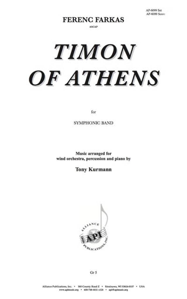 Incidental Music to Timon of Athens - 3 Mvts - Bd